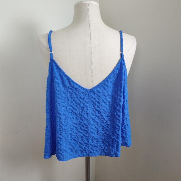 Lilly Pulitzer Tank Top Womens Large Blue Textured Adjustable Straps V Neck - Picture 5 of 12